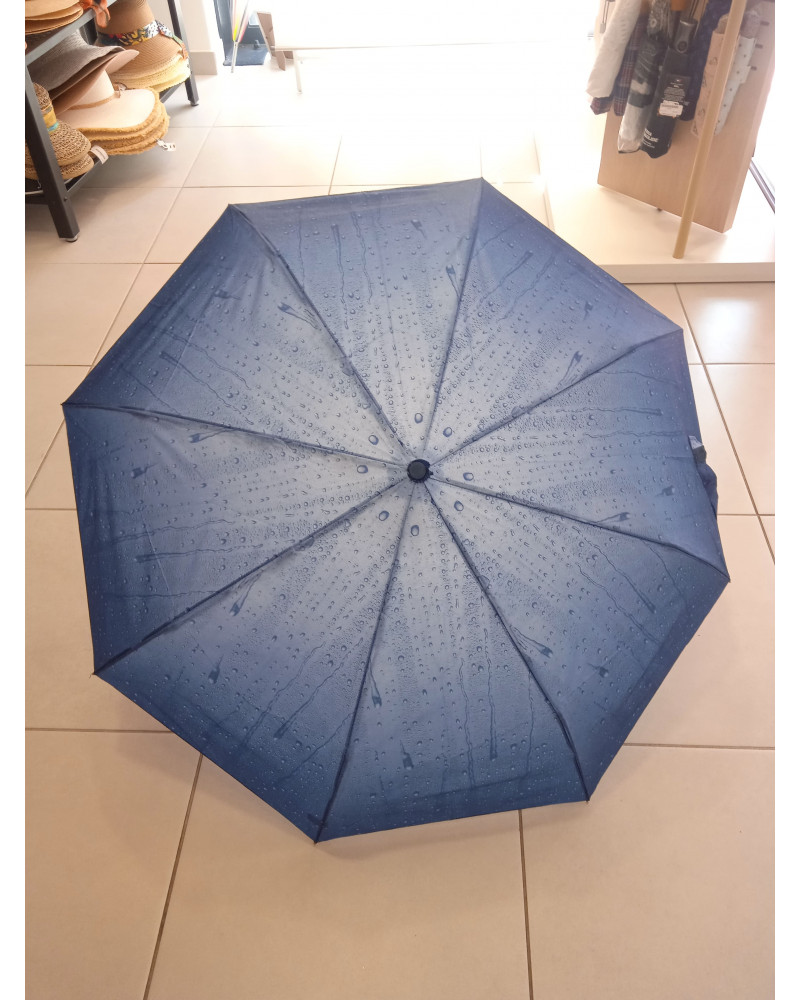Parapluie automatique pliant format sac coloris Gouttes d'eau bleu - Chapo & Co