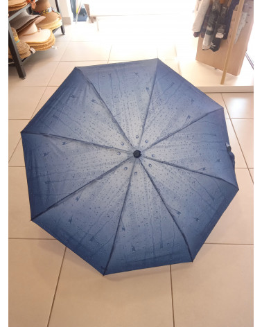 Parapluie automatique pliant format sac coloris Gouttes d'eau bleu - Chapo & Co