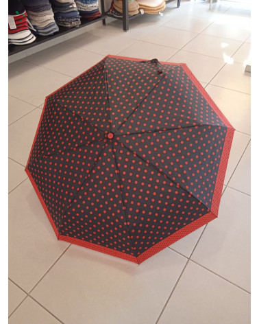 Parapluie automatique pliant motif à pois coloris rouge - Chapo & Co
