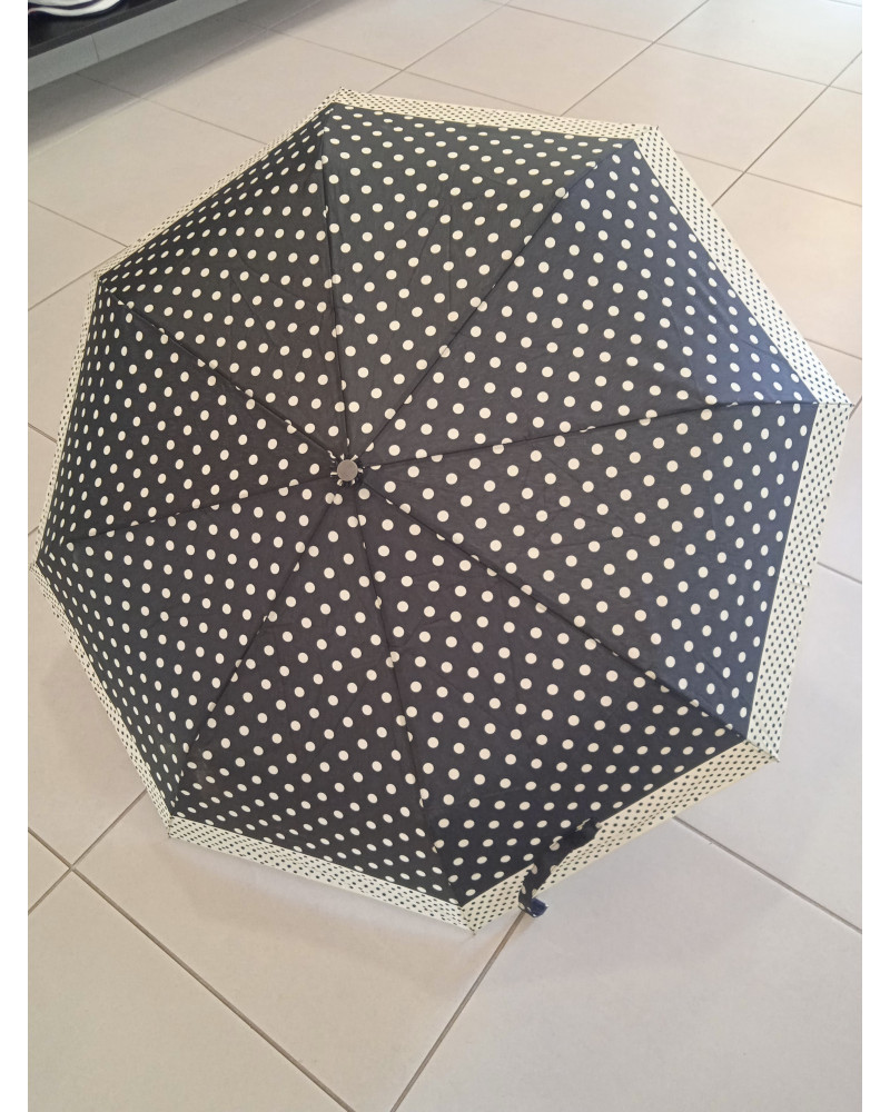Parapluie automatique pliant motif à pois coloris noir et blanc - Chapo & Co