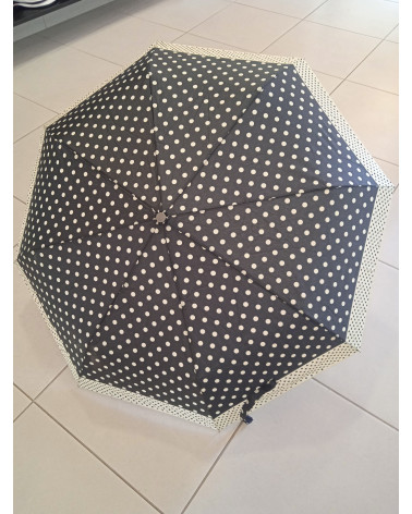 Parapluie automatique pliant motif à pois coloris noir et blanc - Chapo & Co
