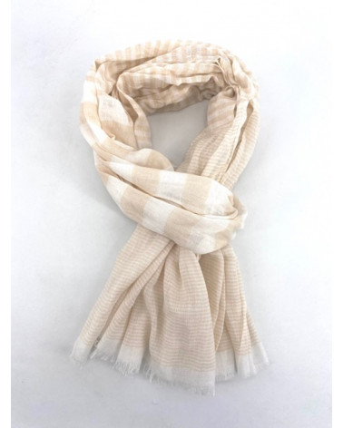 Foulard chèche en 100% coton tissé indien pour homme coloris beige