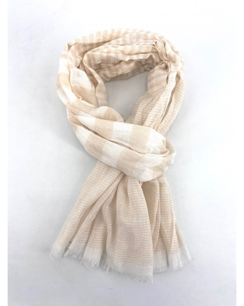 Foulard chèche en 100% coton tissé indien pour homme coloris beige