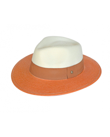 Chapeau fédora modèle Naledi bicolore orange et anti UV UPF50+ - House of Ord