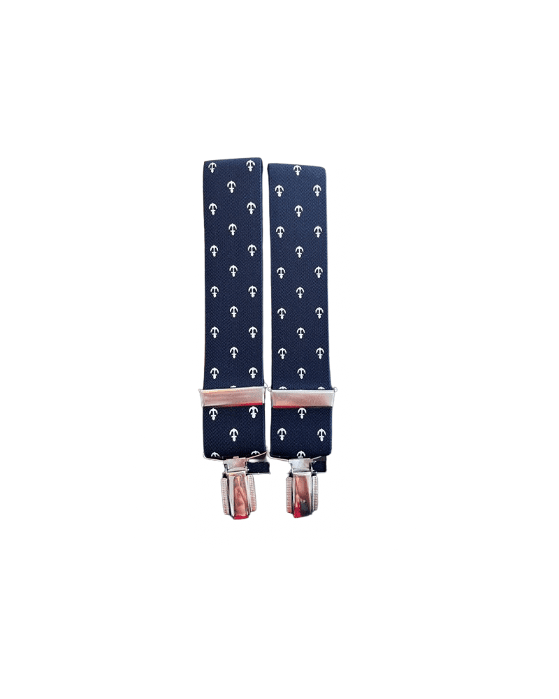 Bretelles larges en forme X coloris marine avec motif Ancre - Lindenmann