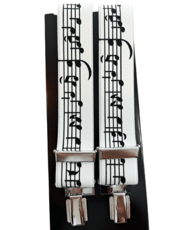 Bretelles mixte avec pinces renforcées motif partitions de musique - Lindenmann