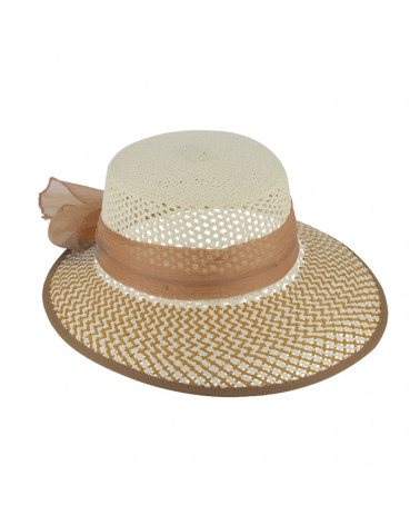 Chapeau forme casquette pour cérémonie coloris écru et beige - Chapo & Co