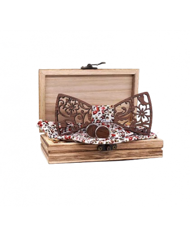 Coffret noeud papillon en bois modèle Rosa coloris floral