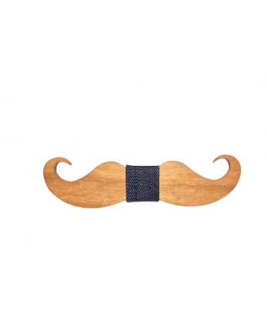 Noeud papillon en bois original en forme de Moustache