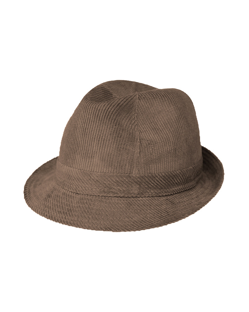 Chapeau forme trilby côtelé velours coloris brun marron - Chapo & Co