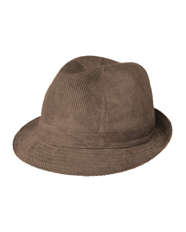 Chapeau forme trilby côtelé velours coloris brun marron - Chapo & Co