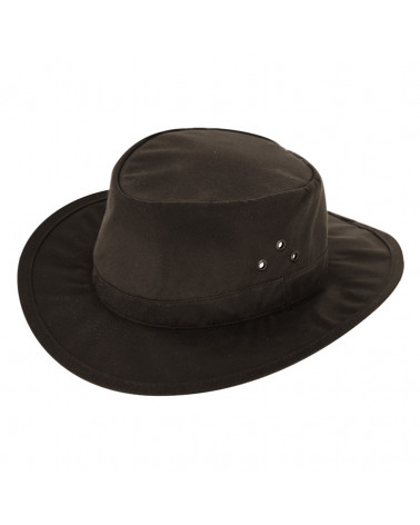 Chapeau australien en coton Wax hydrofuge coloris brun - Chapo & Co