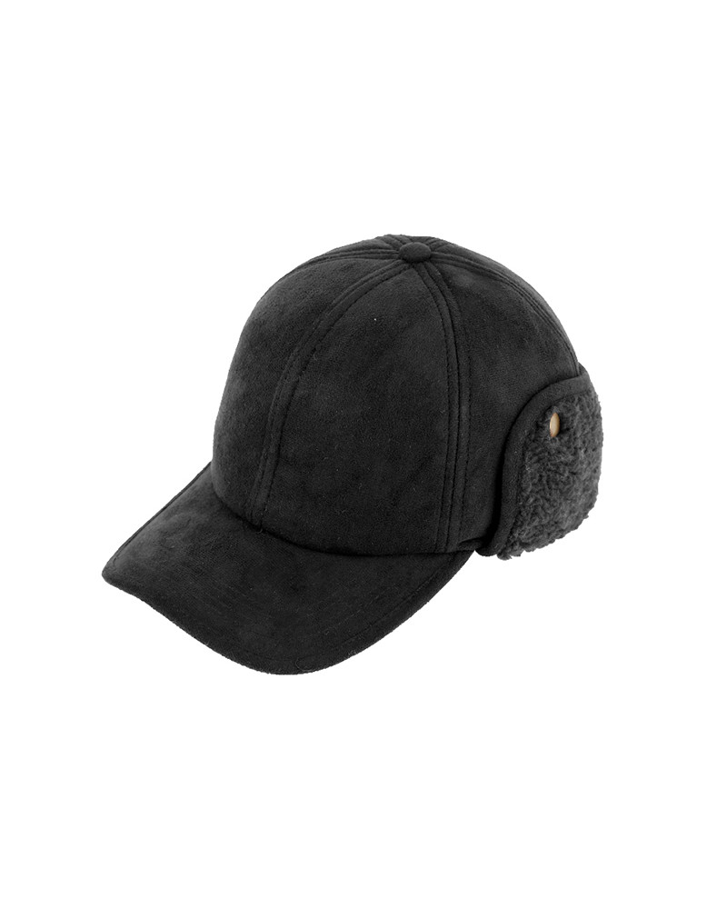 Casquette de baseball avec cache-oreilles coloris noir - Chapo & co