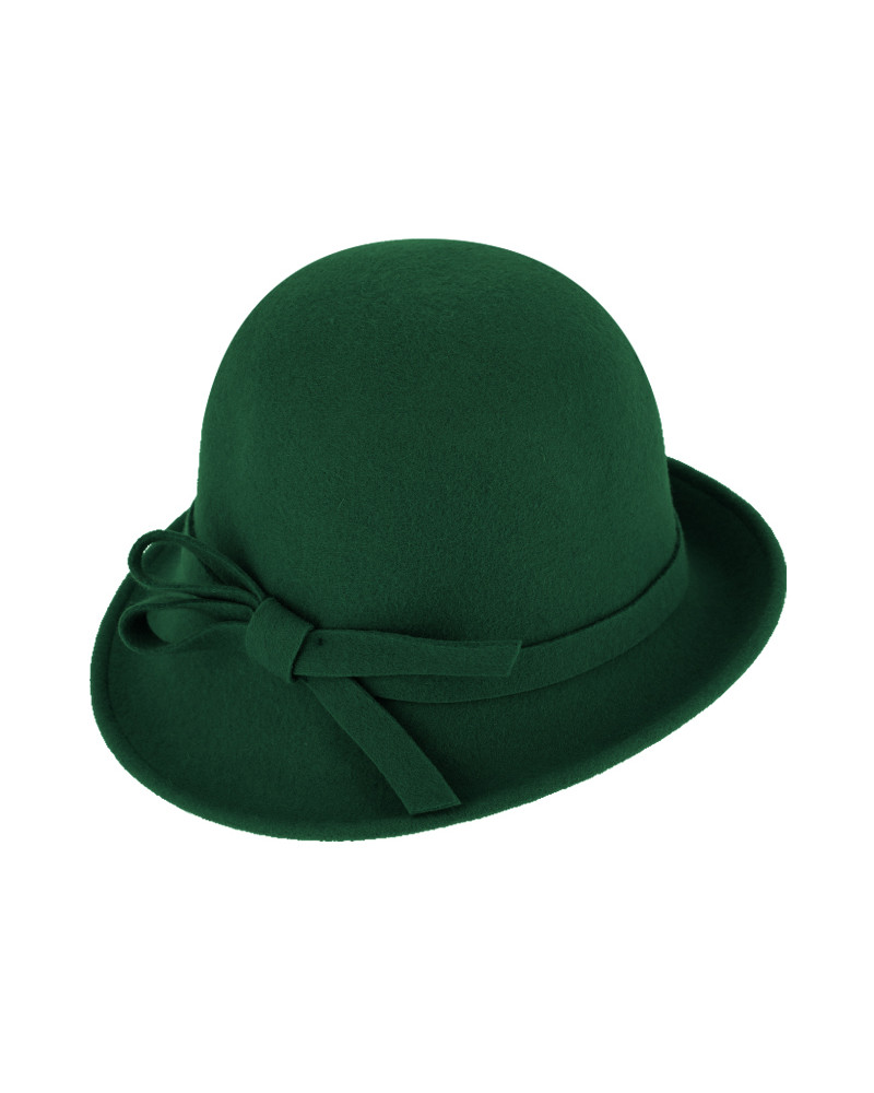 Chapeau rétro forme cloche asymétrique en feutre coloris vert sapin - Chapo & co