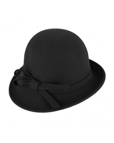 Chapeau rétro forme cloche asymétrique en feutre coloris noir - Chapo & co