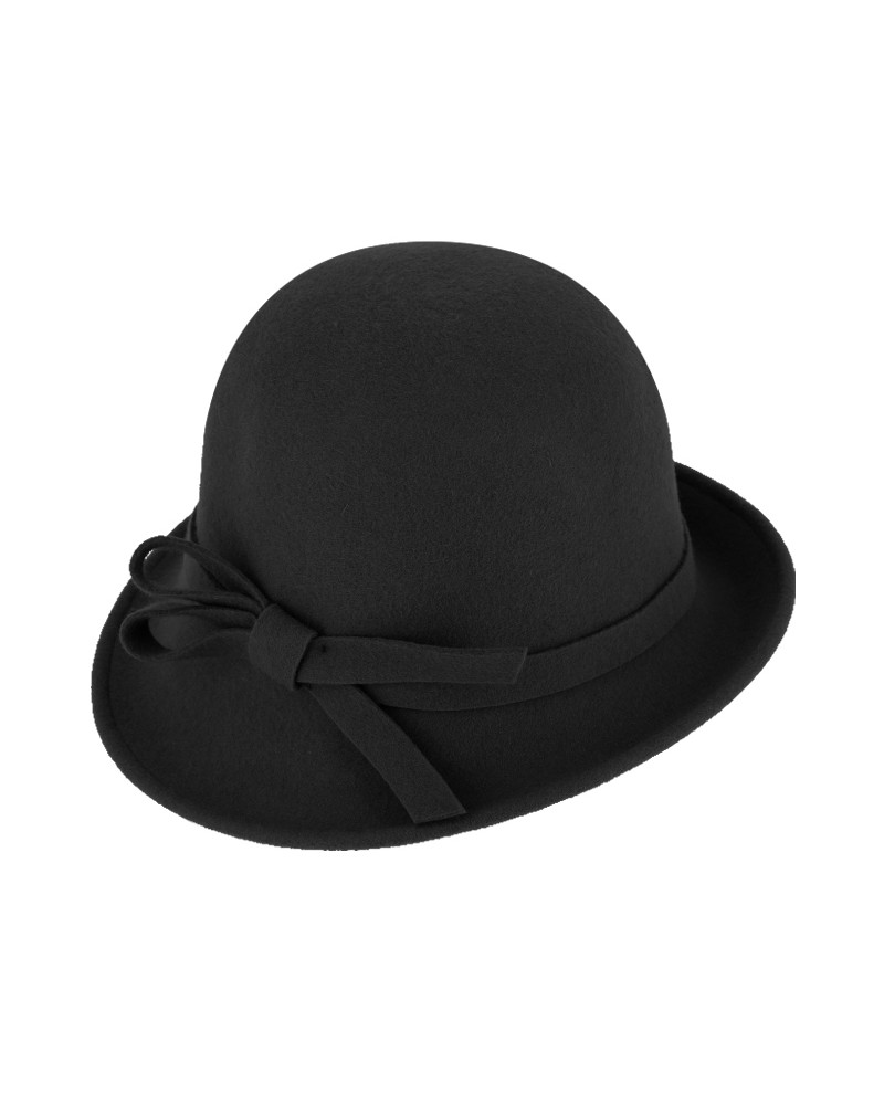 Chapeau rétro forme cloche asymétrique en feutre coloris noir - Chapo & co