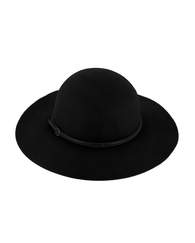 Chapeau forme capeline en feutre de laine coloris noir - Chapo & co