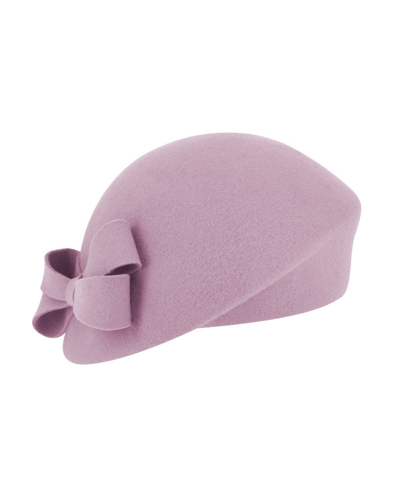 Chapeau rétro forme béret bombé en feutre de laine coloris lilas - Chapo & co