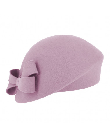 Chapeau rétro forme béret bombé en feutre de laine coloris lilas - Chapo & co