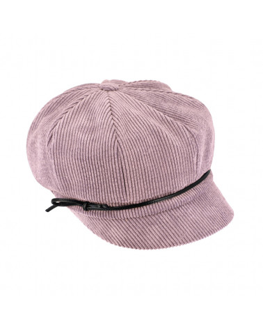 Casquette forme gavroche en velours côtelé coloris mauve - Chapo & Co