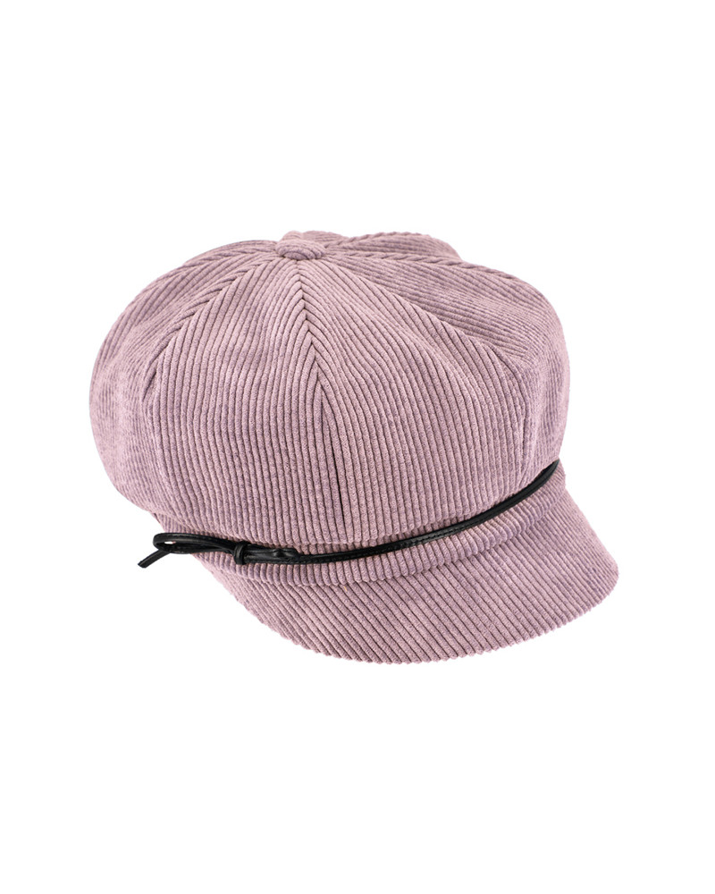 Casquette forme gavroche en velours côtelé coloris mauve - Chapo & Co