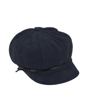 Casquette forme gavroche en velours côtelé coloris bleu marine - Chapo & Co