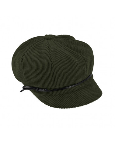 Casquette forme gavroche en velours côtelé coloris vert olive - Chapo & Co