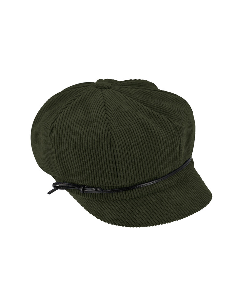 Casquette forme gavroche en velours côtelé coloris vert olive - Chapo & Co