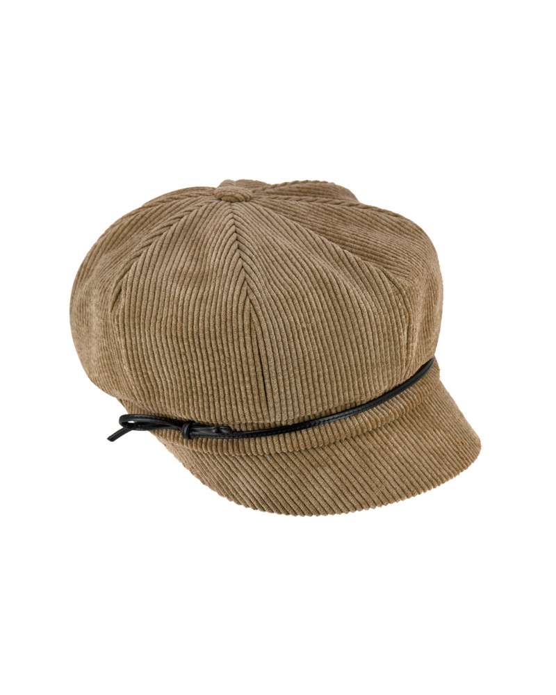 Casquette forme gavroche en velours côtelé coloris taupe - Chapo & Co