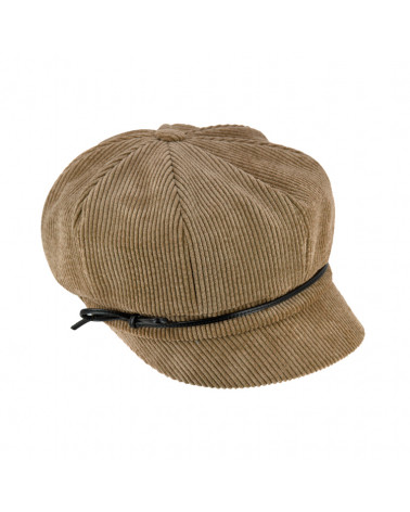 Casquette forme gavroche en velours côtelé coloris taupe - Chapo & Co