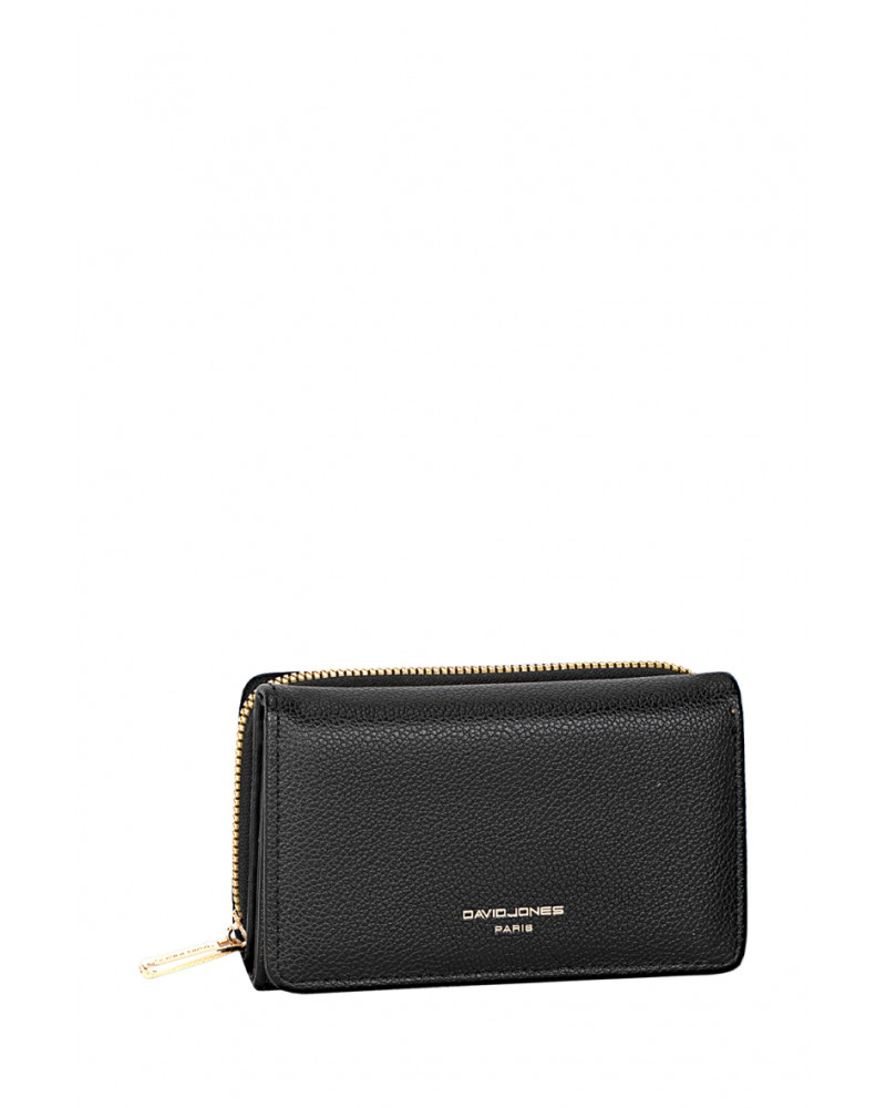 Porte monnaie synthetique coloris uni noir David Jones