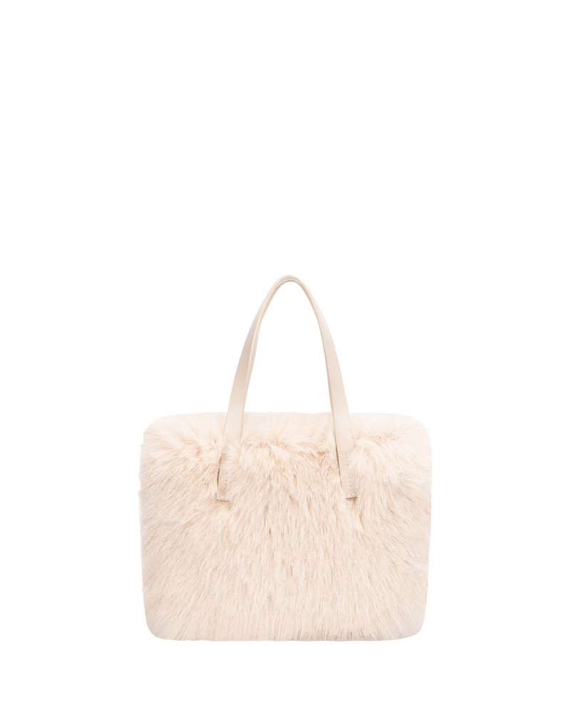 Sac à main en fourrure synthétique ultra réaliste coloris beige - David Jones