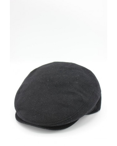 Casquette plate en laine coloris classique noir - Chapo & Co