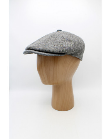 Casquette hiver en laine 6 côtes à motif chevrons gris - Chapo & Co