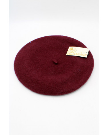 Béret type Basque en 100% laine coloris bordeaux - Chapo & Co