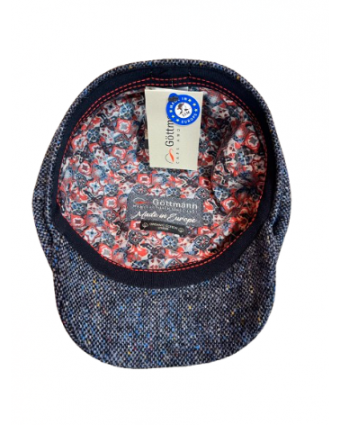 Casquette en laine 8 côtes imprimé chevrons coloris bleu - Göttmann