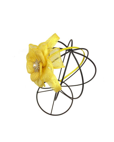 Bibi de cérémonie serre-tête coloris jaune citron - Chapo & Co