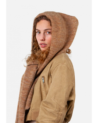 Echarpe capuche en tricot modèle Fria coloris Brown - Barts