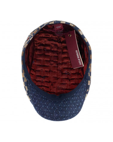 Casquette plate en laine modèle John à damier bleu - Alfonse d'Este