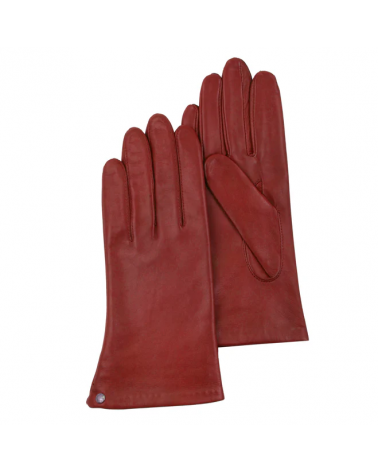 Gants en cuir d'agneau pleine fleur coloris coquelicot - Isotoner