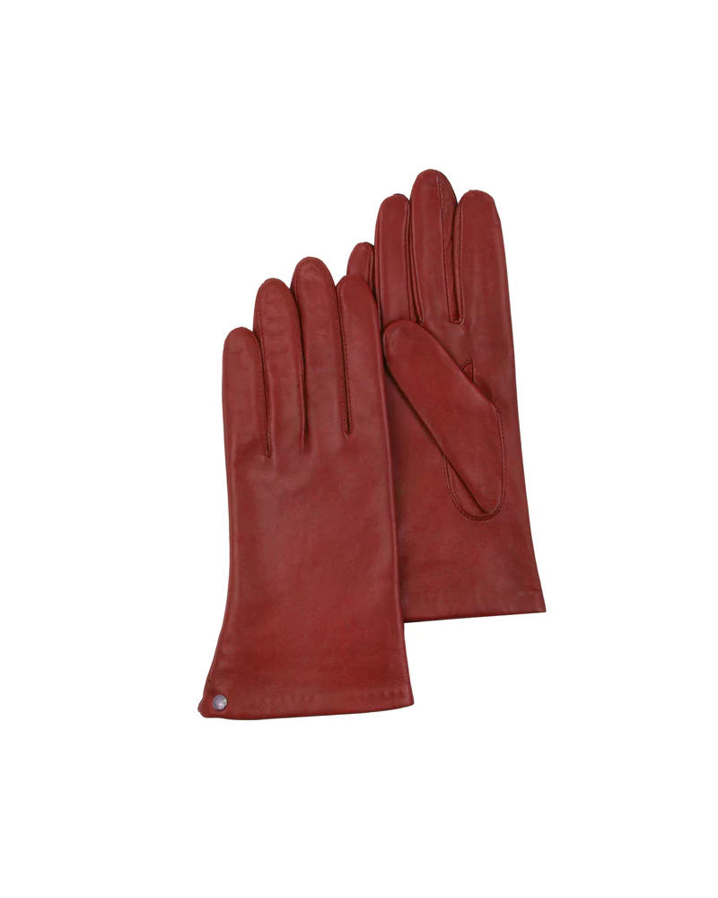 Gants en cuir d'agneau pleine fleur coloris coquelicot - Isotoner