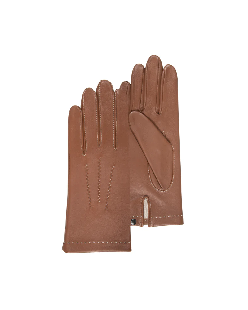 Gants en cuir d'agneau pleine fleur coloris cognac - Isotoner