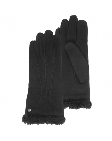 Gants en cuir de chèvre velours coloris noir - Isotoner