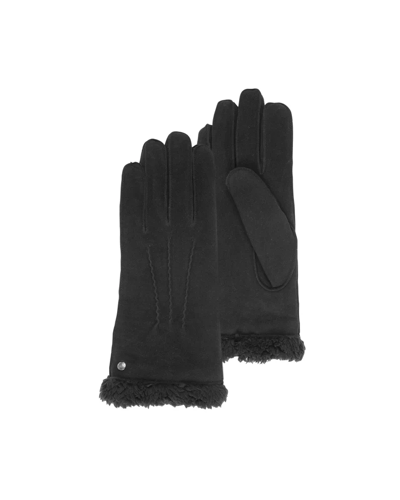 Gants en cuir de chèvre velours coloris noir - Isotoner