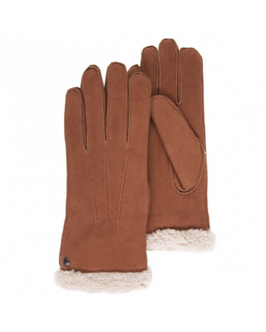 Gants en cuir de chèvre velours coloris cognac - Isotoner