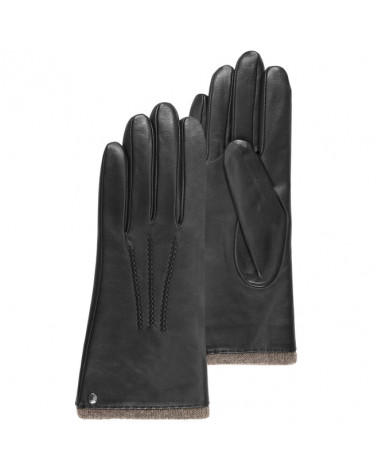 Gants en cuir d'agneau pleine fleur doublé cachemire coloris noir - Isotoner