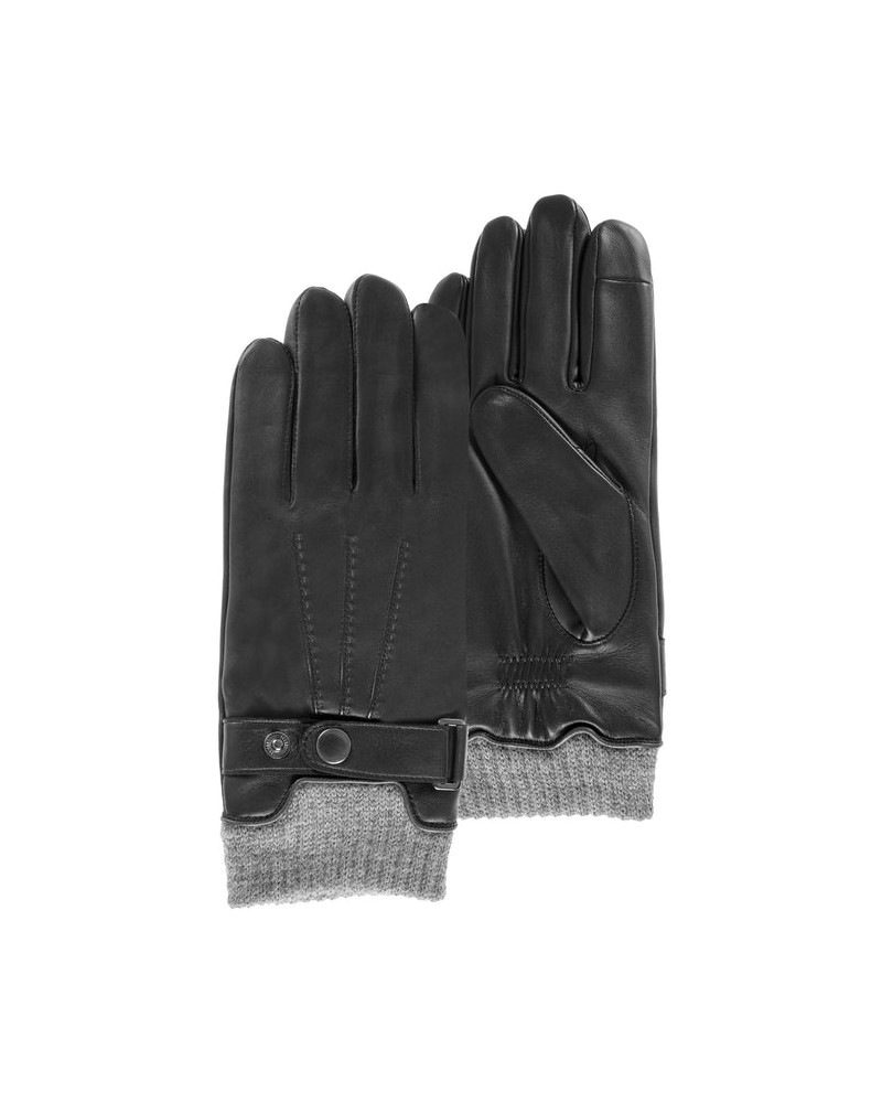 Gants en cuir d'agneau pleine fleur pour homme coloris noir - Isotoner