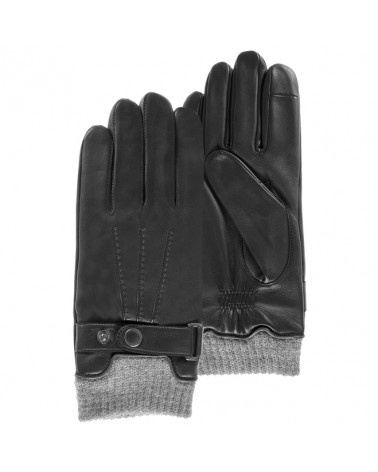 Gants en cuir d'agneau pleine fleur pour homme coloris noir - Isotoner