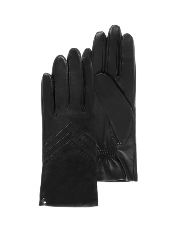 Gants en cuir tactile pour femme avec chevrons coloris noir - Isotoner