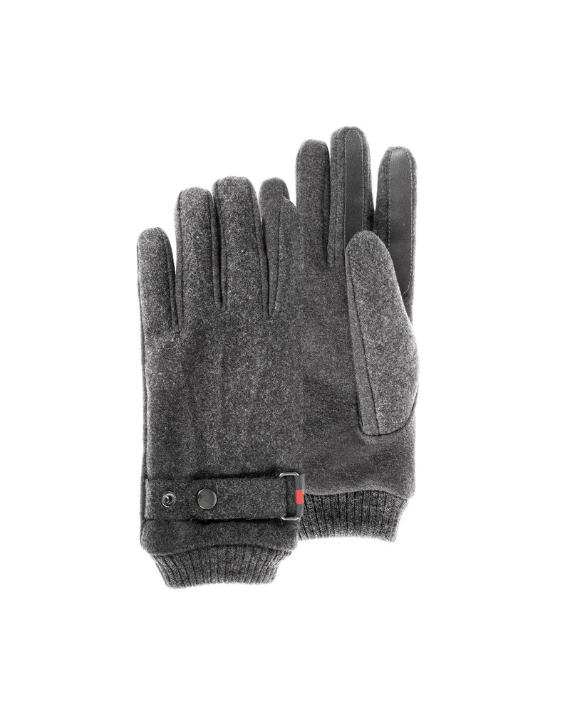 Gants bi-matière doublés polaire et tactile pour homme coloris gris chiné - Isotoner